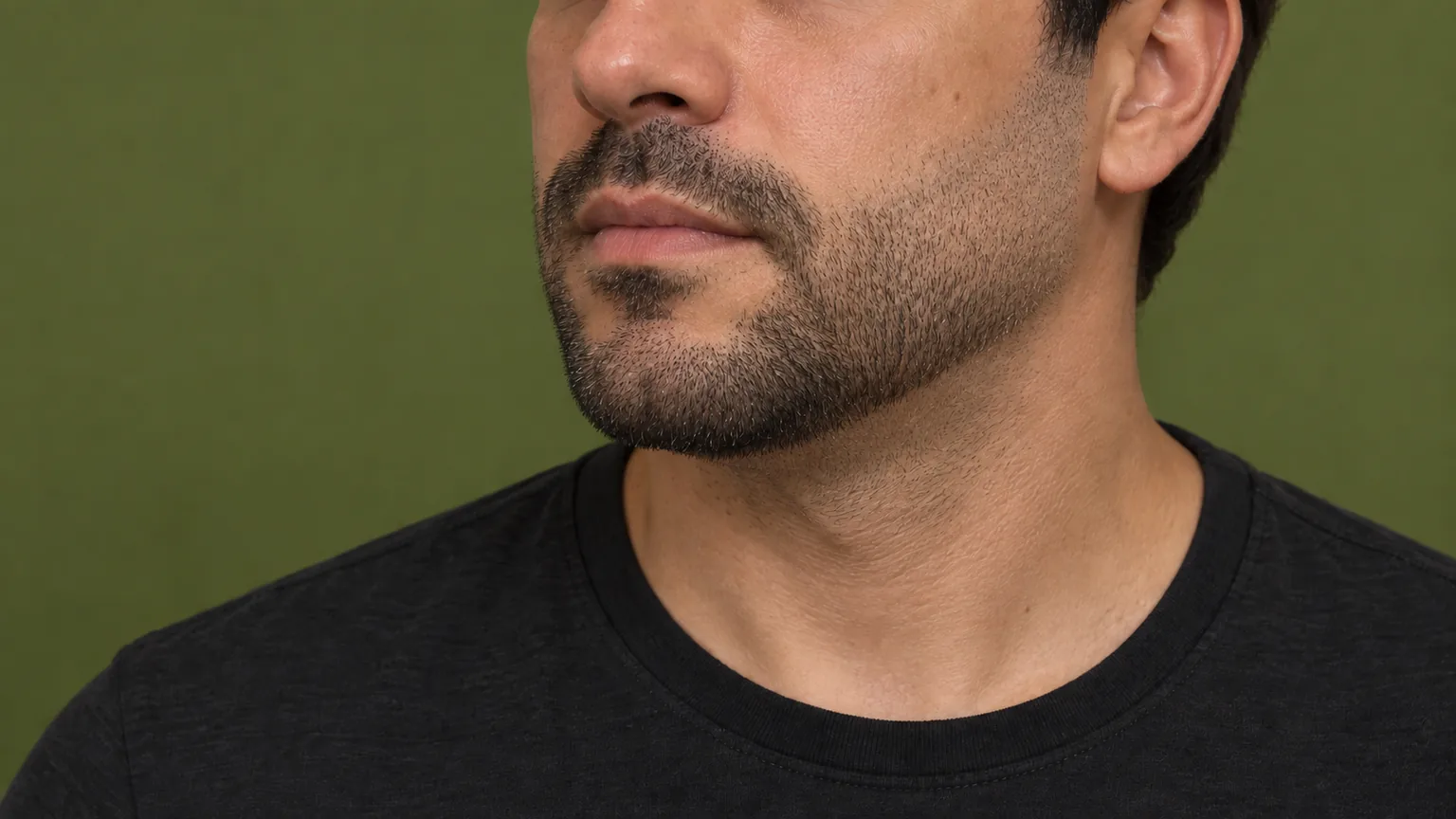 Ilustração de barba degradê, com laterais curtas em transição para fios mais longos no queixo.