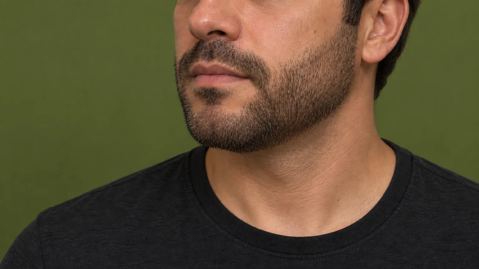 Ilustração de barba curta arredondada, com volume compacto e contorno suave abaixo do queixo.