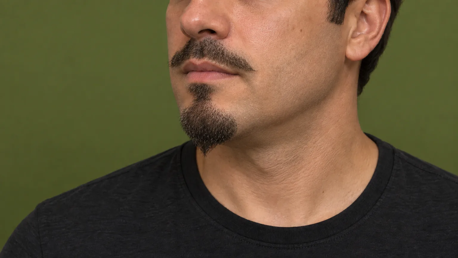 Ilustração de barba Van Dyke, com cavanhaque pontudo e bigode separado de pontas finas.