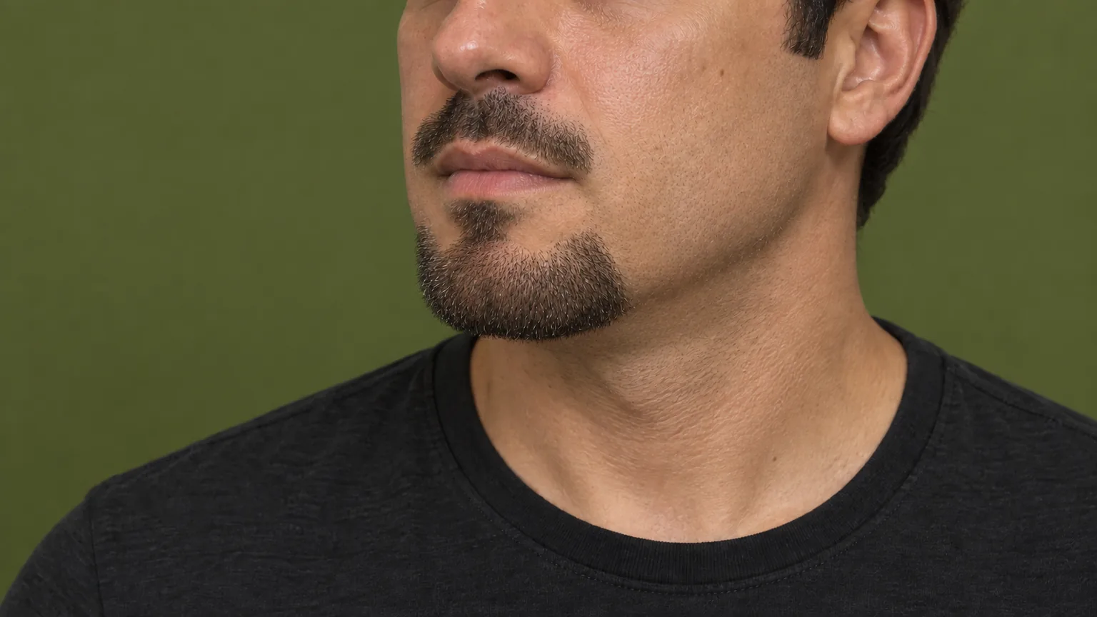 Ilustração de barba Balbo, com bigode separado e pelos no queixo e na parte anterior da mandíbula.
