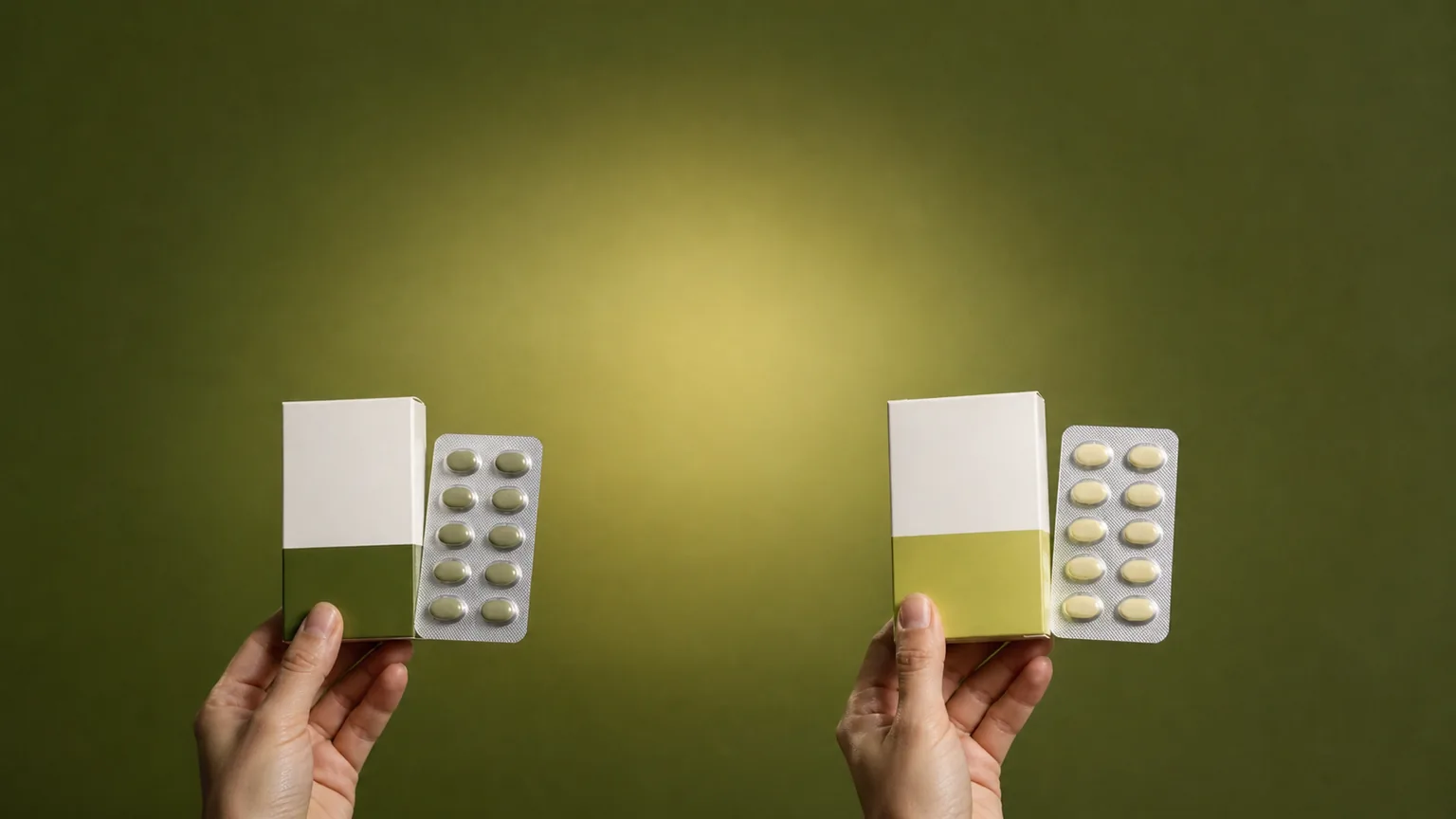 Capa ilustrativa de finasterida 1mg com duas apresentações farmacêuticas em comparação.