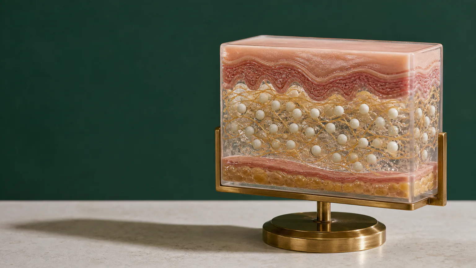 Modelo didático de pele com microesferas de hidroxiapatita de cálcio entre fibras de colágeno