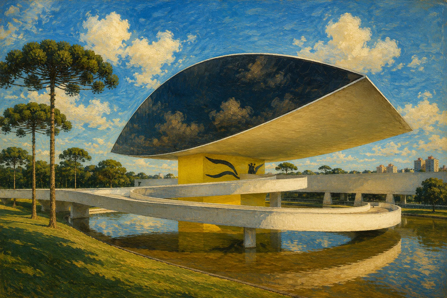 Pintura do Museu Oscar Niemeyer, o Museu do Olho, em Curitiba
