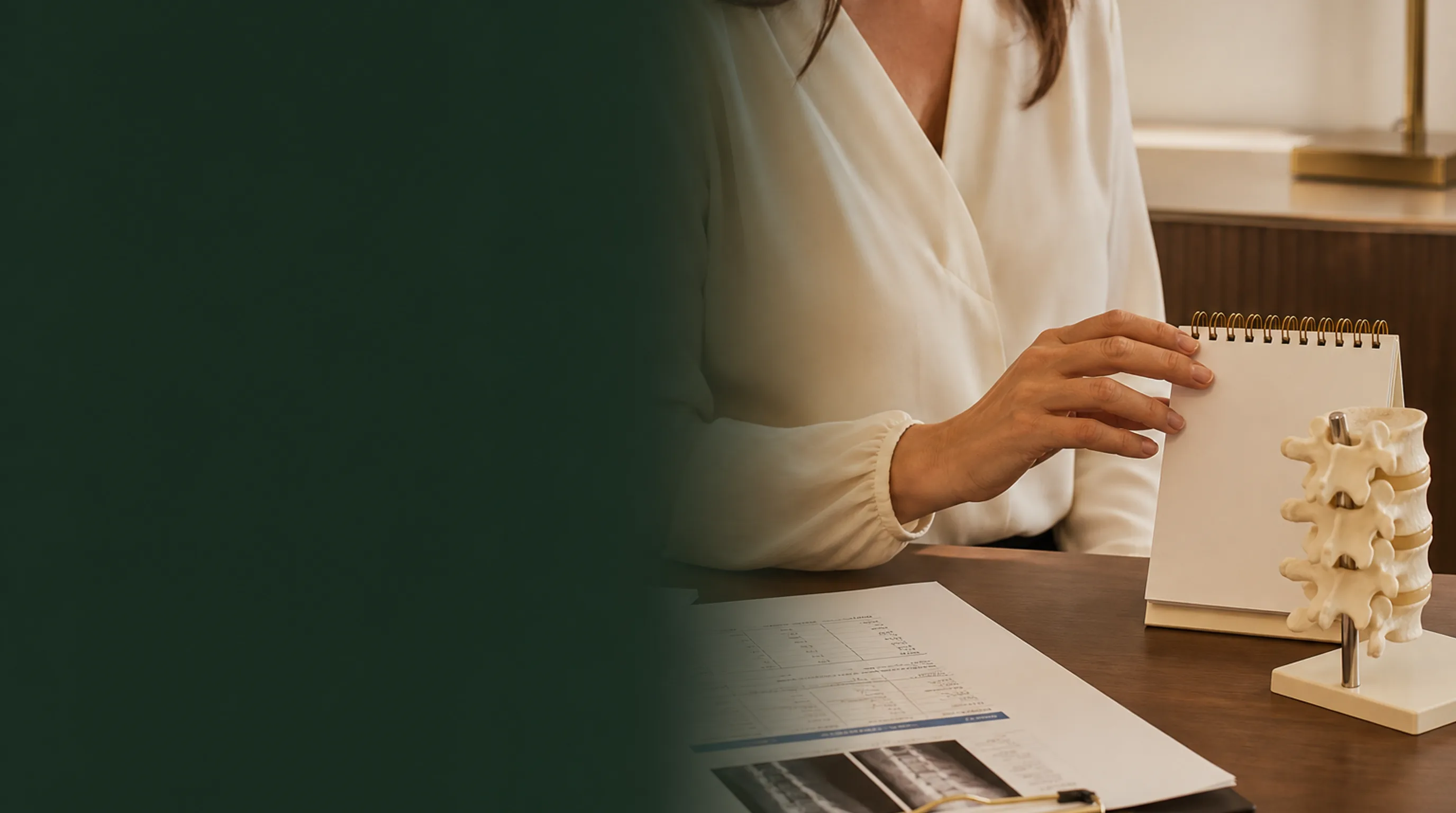 Paciente consulta calendário e exames em avaliação de menopausa precoce